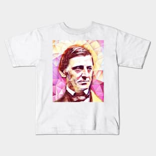 Ralph Waldo Emerson Pink Colourful Portrait | Ralph Waldo Emerson Artwork 13 Kids T-Shirt